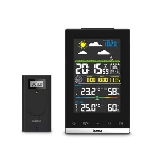 Hama Funk-Wetterstation mit Außensensor, Farbdisplay, schwarz