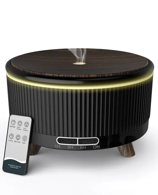 Aroma Diffuser, 500mL Diffuser ätherische öle,Duftöl Diffuser，Holzmaserung schwarz