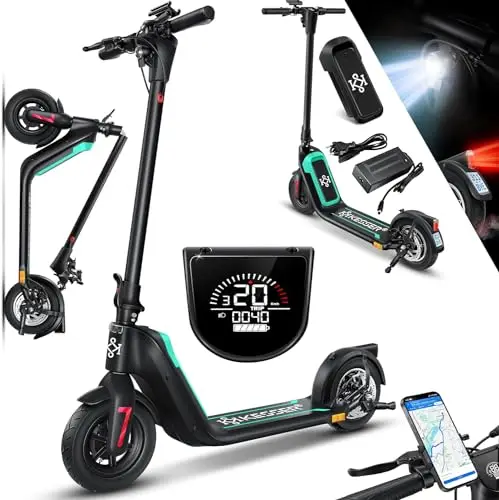 KESSER E-Scooter mit Straßenzulassung 40km Reichweite Faltbarer Elektro 36V / 10 Ah Batterie Roller Belastung bis 120kg 450W Motor 10' Reifen LCD-Display und universelle Smartphonehalterung