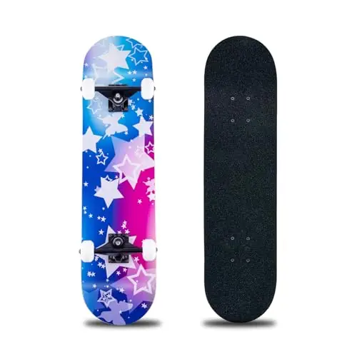Skateboard, 31 x 8 Zoll komplettes Skateboard,8-lagiges Ahornholz, ABEC-11 Kugellager und 95A Rollen,Standard-Skateboards für Kinder, Jugendliche, Erwachsene, Anfänger