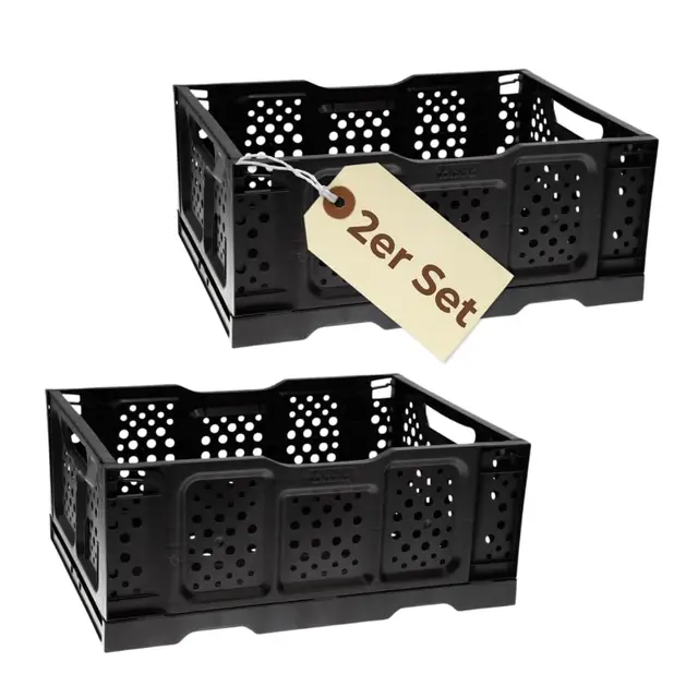 GarPet Klappbox faltbar 40x30x17 cm Schwarz 2er Set