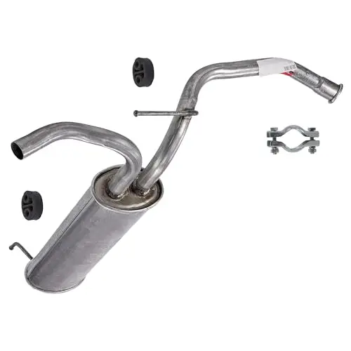 BESTPRICE Auspuff Schalldämpfer Set 1x Endschalldämpfer, mit Montagematerial Kompatibel mit CITROËN C1 (PM_, PN_), PEUGEOT 107 (PM_, PN_), TOYOTA AYGO (_B1_)