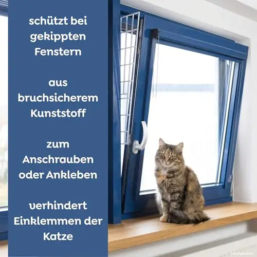 TRIXIE Seitenelement – Fenstersicherung für gekippte Fenster aus bruchsicherem Kunststoff – leicht & stabil, zum Anschrauben oder Ankleben – 62 × 16/7 cm