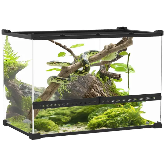 pawhut reptilienterrarium 48l glas