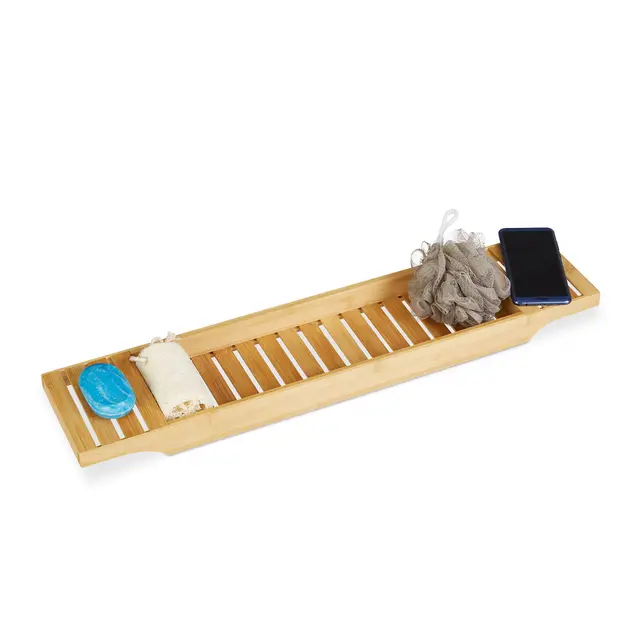 relaxdays badewannenablage bambus 68,5