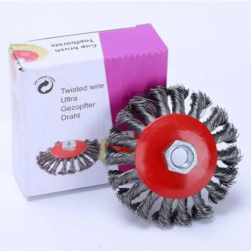 Unkrautbürste, M10 x 1,25 Unkrautbürste Freischneider, Wildkrautbürste für Motorsense zum Unkraut entfernen, Drahtbürste für Rasentrimmer(4 Zoll)
