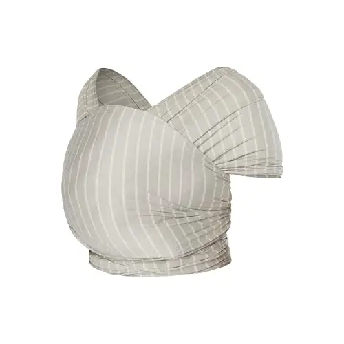 Ergobaby Babytragetuch für Neugeborene ab Geburt bis 11,3 kg, Aura Knit Tragetuch aus recycelten Stoffen, Elastisch und atmungsaktiv, Sling Wickeltuch unisex, Grey Stripes