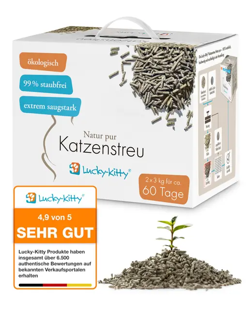 lucky-kitty klumpstreu 6 kg erbsenschale