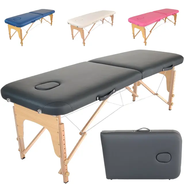 Beltom® Mobile Massagetisch Massageliege 2 zonen Basic 185 x 60 cm. - Licht 11,6 kg - massagebed massageleuning Massagebank 2 Zones klappbar Kosmetikliege - Schwarz