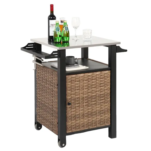 villeston rattan grillwagen 57x57x85 cm