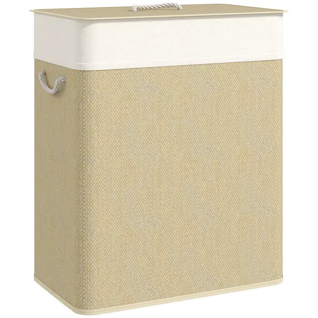 homcom bambus wäschekorb 100 l mit