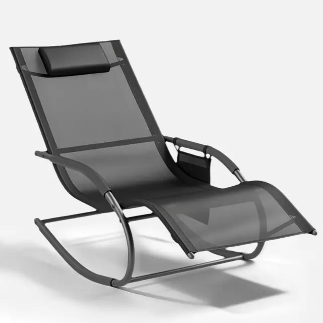 aoxun schaukelstuhl metall mesh schwarz
