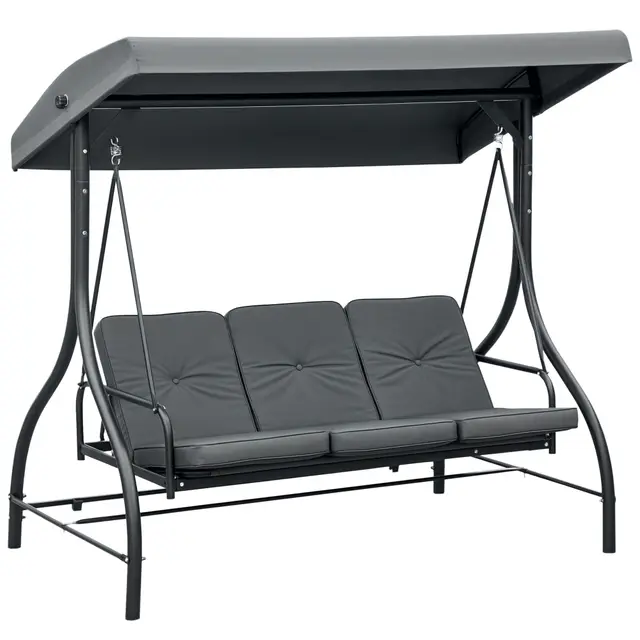 Outsunny 2-in-1 Hollywoodschaukel 3-Sitzer mit Liegefunktion