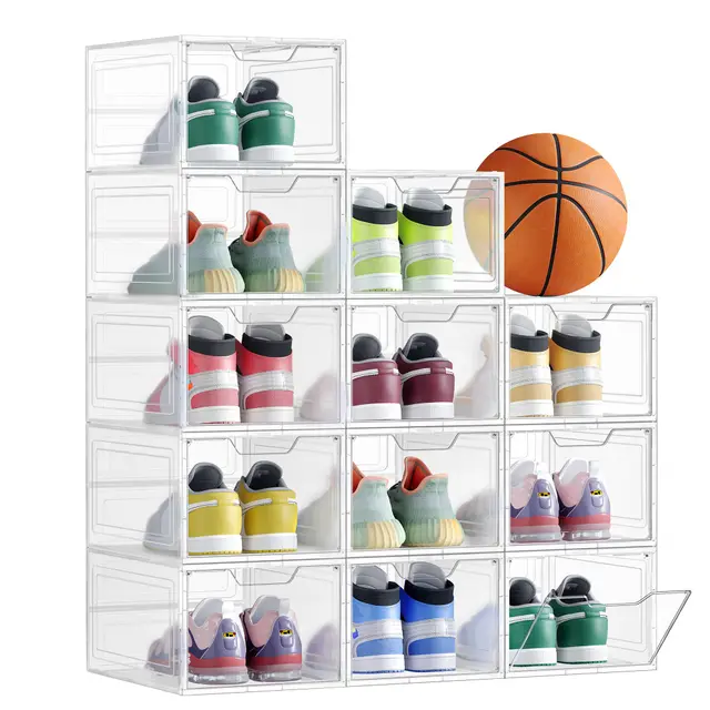 songmic schuhboxen 12er set stapelbar