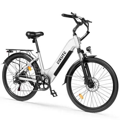 ESKUTE 26 Zoll E-Bike für Herren & Damen,C202 Elektrofahrrad mit 48V 17,5Ah Akku, 250W Motor, 7-Gang-Schaltung, LCD-Display, bis zu 110 km Reichweite, 25 km/h City Trekking E Bike für Erwachsene