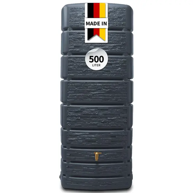 4rain Slim Stone Decor Regentonne Wandtank 500 L Graphite Grey