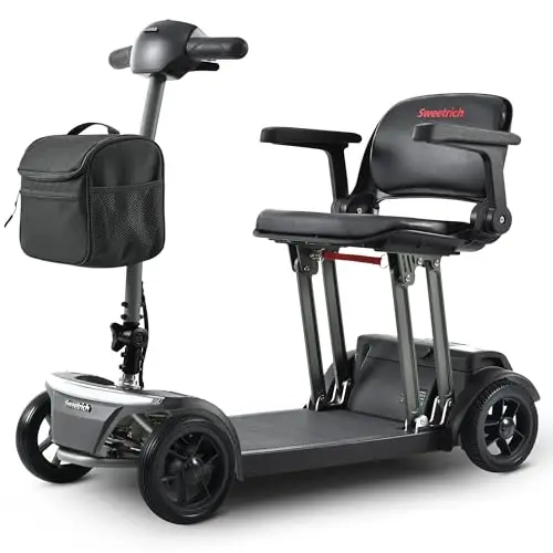 Mobilitätshilfe für Senioren Leichter 19 kg 20 km Reichweite, herausnehmbarer 20Ah-Lithium Batterie, LED-Beleuchtung elektromagnetischer Bremse ideal für Senioren.