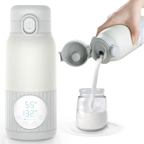 Tragbarer Flaschenwärmer Baby Unterwegs Akku 380ml für Muttermilch Wasser 10000mAh Schnell Aufheizen Präzise Temperaturregelung 100W Lange Akkulaufzeit USB-C Laden Auslaufsicher Geschenk