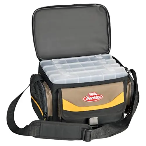 Berkley System Bag Tasche, Angeltasche mit Boxen, Rot/Grau/Schwarz