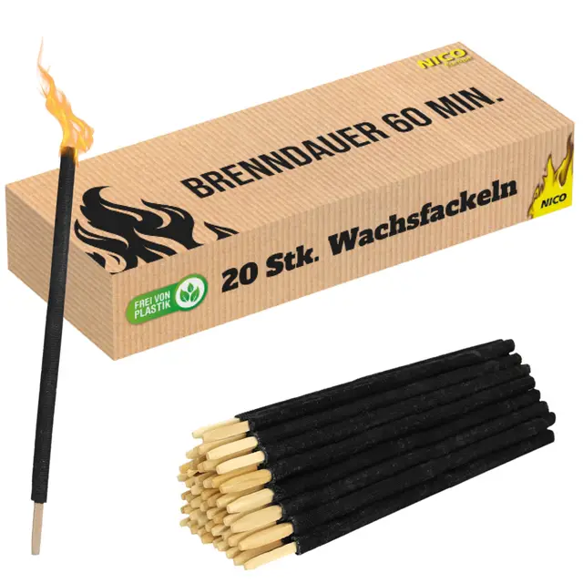 nico feuwerk wachsfackel 20 stück 60