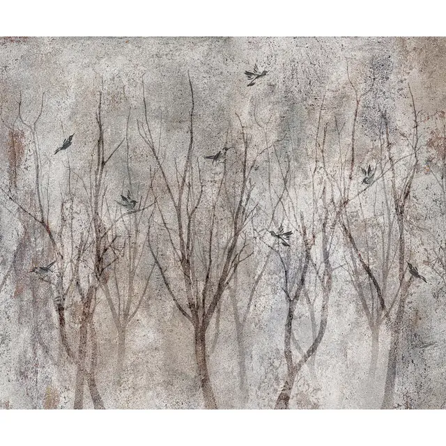 murando Fototapete Premium-Vlies Abstrakt 450x315cm Foto Tapete Schlafzimmer Wohnzimmer Vliestapete XXL Wandtapete Motivtapeten Bildtapete 3d Effekt Wand Dekoration Flur Vogel Wald Bäume Landschaft