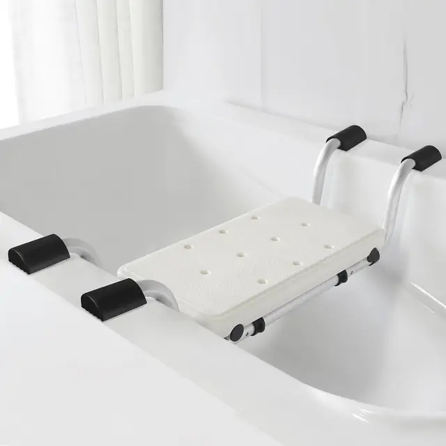 Badewannensitz Senioren Erweiterter Rutschfester Kopf,Duschsitz Duschbank für Badewanne, Halbkreis-Gummifüße mit Antirutschfläche, Aluminium, Belastbar bis 120 kg, Schwarz