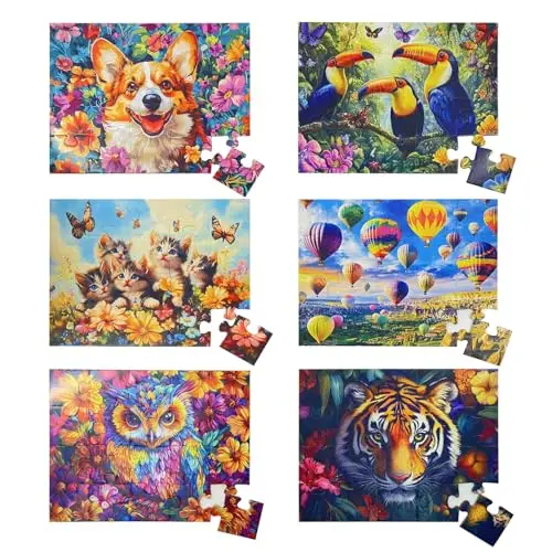 6 Puzzles mit 20 großen Teilen, große Puzzles, bunt, für ältere Menschen, Alzheimer-Krankheit, Gedächtnis- und Kognitionsspiele für ältere Menschen