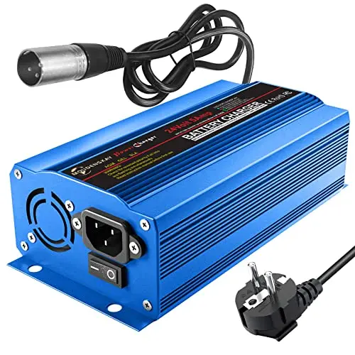24V 5Amp Smart Automatic Battery Charger,24V Batterieladegerät Automotive Mit XLR-Anschluss für Roller Rollstuhl Auto Motorrad Erhaltungsladegerät Batteriehalter Mit dem Schalter