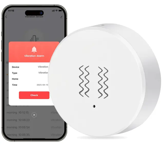 Vibrationssensor Zigbee Vibrationsalarm-App zur Erinnerung Drahtloser Mini-Glasbruchmelder für Alarmsysteme und Türen/Fenster, kompatibel mit Tuya/Smart Life & Alexa Zigbee-Hub erforderlich