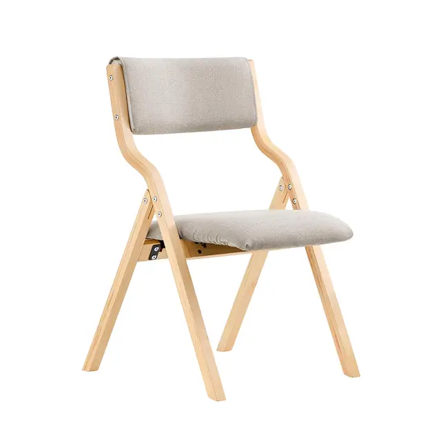 SoBuy Klappstuhl Holz Gepolstert – Ergonomischer Küchenstuhl & Esszimmerstuhl, Faltbar & Platzsparend, Fertig Montiert, Ideal für Küche, Balkon und Büro Grau FST40-HG