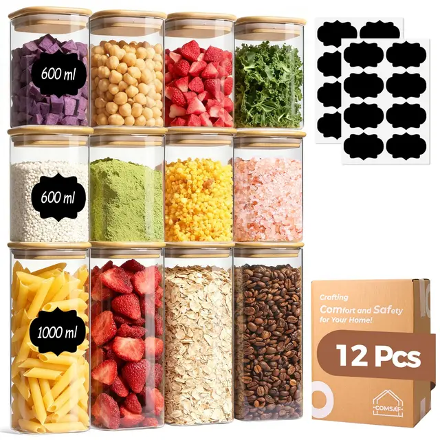 comsaf vorratsgläser set 12tlg 4x1l
