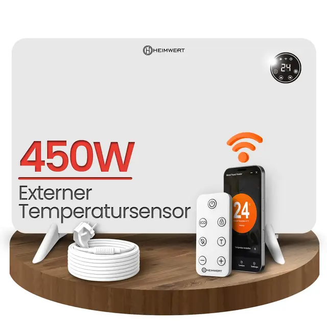 Heimwert Infrarot Wandheizung 450W mit Thermostat und App
