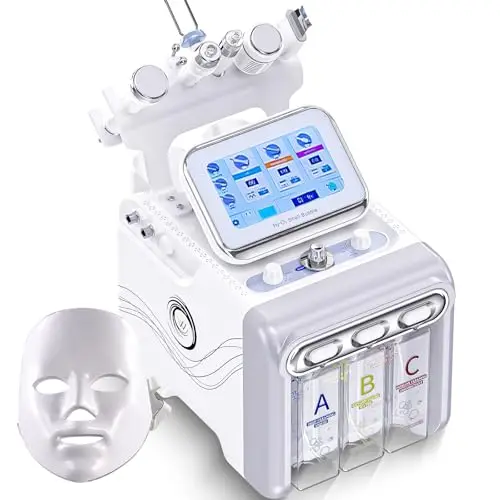 7 in 1 Gesichts-Wasserstoff-Sauerstoff-Schönheitsmaschine mit Maske, Multifunktions-Gesichtspflegegerät, Faltenreduzierung & Hydratation, At-Home Spa-Behandlung (Grau)