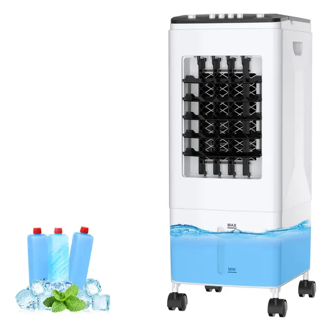 Mobile Klimaanlage 4-in-1 Luftkühler, 6L Wassertank, 3 Kühlakkus, 60W Energiesparend, 35dB Leise, 60° Oszillation, 3 Geschwindigkeiten, Luftbefeuchter, Ventilator, Für Zuhause, Büro