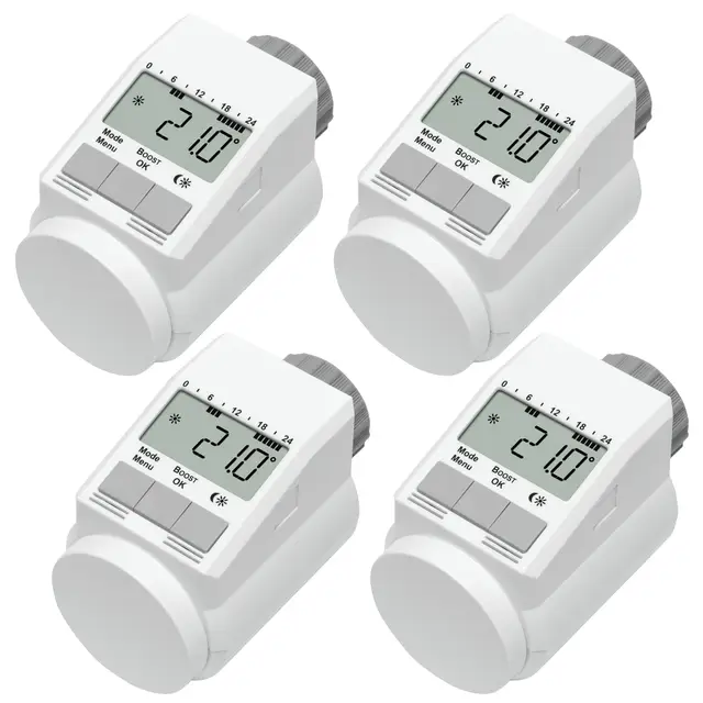 Eqiva 4er-Set Model L Smart Heizkörperthermostat mit Boost-Funktion
