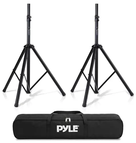 Pyle Lautsprecherständer Paar – Speaker Stand – Boxenständer Höhenverstellbar mit Tasche als Universelles Dreibein Boxen Stativ für Standlautsprecher Paar, Universelles Dual-PA-DJ-Stativ aus Stahl