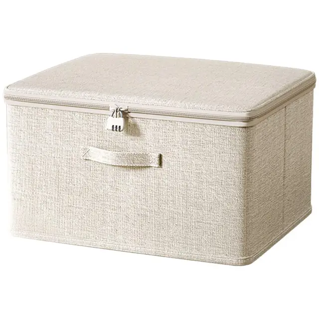 abschließbare Aufbewahrungsbox, Stoffbox, Aufbewahrungsbox mit Deckel, wiederverschließbare Aufbewahrungsbox für Kleidung (30 x 20 x 14 cm)