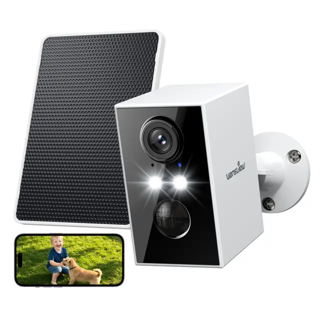 wansview Überwachungskamera Aussen Solar Akku - 2K Kamera Überwachung Aussenkamera WLAN Kabellos Akku mit Solarpanel, WiFi Camera Outdoor, Farbnachtsicht, PIR Bewegungserkennung, 2-Wege-Audio, IP65