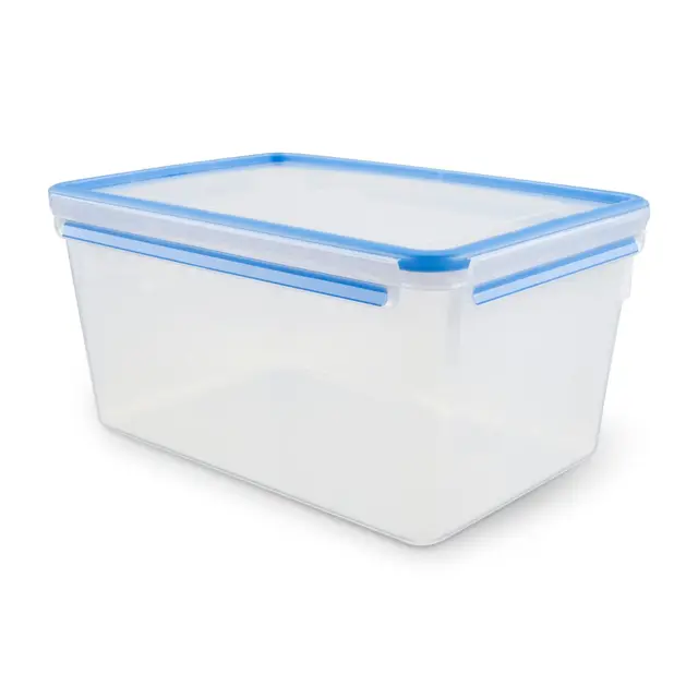 EMSA Clip & Close Frischhaltedose, rechteckig, 8 L, mit Deckel, Aufbewahrungsbox, 100 Prozent dicht, spülmaschinen-, gefrier-, mikrowellenfest, Transparent, Blau, Made in Germany, 508548