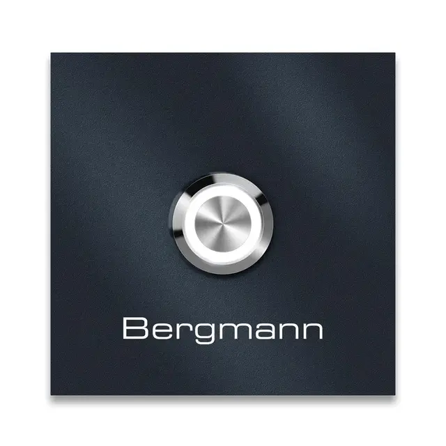 Metzler Türklingel Bergmann in Anthrazit - Haustürklingel Pulverbeschichtet in RAL 7016 Matt - Made in Germany - Klingel Haustür aus Edelstahl V2A - LED Drucktaster wählbar - Größe: 6 x 6 cm