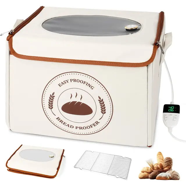 Brot Gärbox Sauerteig, Dreiseitenheizung Gärbox mit Heizung für Sauerteig Teiggärbox mit Thermostat für Brot, Sauerteig, Bread, Pizza, Faltbare Wärmer Gärbox 42L
