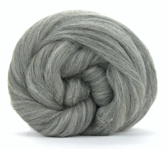 Kammzug Merinowolle grau ungefärbt, 100g Filzwolle Merino Spinnfasern, Spinnfutter, Spinnwolle, Wolle zum nassfilzen, trockenfilzen, nadelfilzen, spinnen mit Spinnrad (grau)