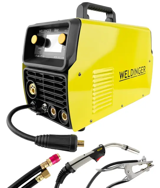 WELDINGER MEW 202 SYN puls dig 200A synergisches MIG/MAG Puls-Schweißgerät Zweirollenantrieb Puls Doppelpuls 2T 4T LCD Display 5 Jahre Garantie