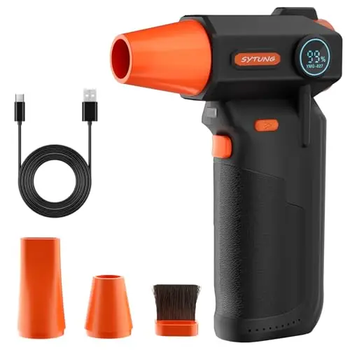 Druckluft-Staubwedel-130000 U/min Super Power Akku-Luftstaubwedel Winddruck mit LED-Licht, 3-Gang einstellbares Gebläse für PC, Tastatur, Outdoor, Haus und Auto