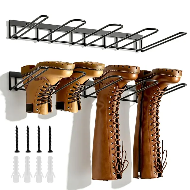 2 Stück Metall Schuhregal Wand, Schuhregal Outdoor Wetterfest, Stiefel Aufbewahrung Wand, Wandhalterung Hohe Stiefel Cowboystiefel Organizer für Eingang, Flur, Außenbereich