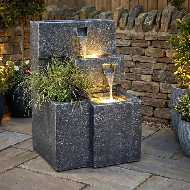 arnusa grada gartenbrunnen mit led 75cm