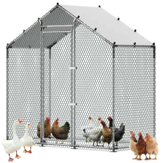 VEVOR Hühnerstall, 2 x 1 x 2 m, begehbarer Hühnerauslauf mit wasserdichter Abdeckung & stabilem Rahmen, Geflügelkäfig mit Spitzdach, Geflügelstall für Kaninchen, Hühner, Gänse