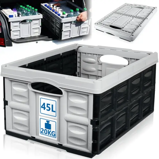 Stimo Klappbox 45 L faltbare Einkaufskiste klappbar und stapelbar Transportbox 54 x 40 x 26 cm