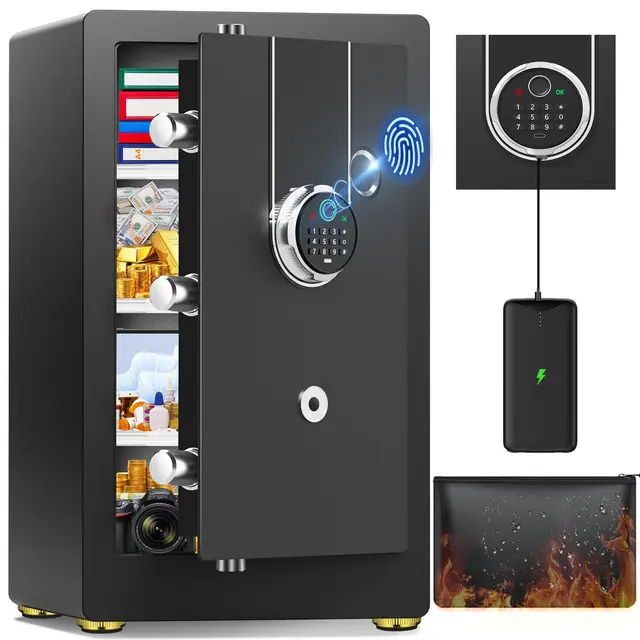 75L Groß Safe Tresor Biometrisch für Zuhause, Digitaler Tresore, Diebstahlsicherer Möbeltresor für Reisepass, Geld, Dokument, Medizin