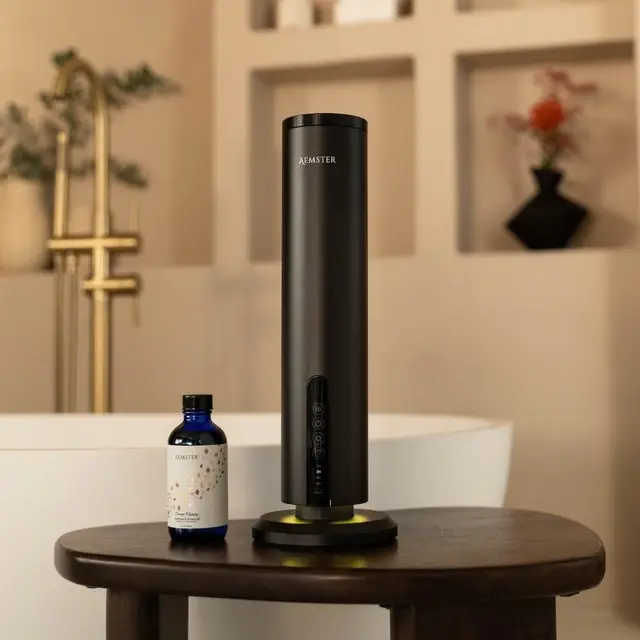 Premium Aroma Diffuser kabellos - Haevn Charge Black - Raumduft Elektrisch - Bluetooth Diffuser ohne Wasser - App-gesteuert - Kaltluft-Technologie - 10m²-150m² Abdeckung - Duftgenuss